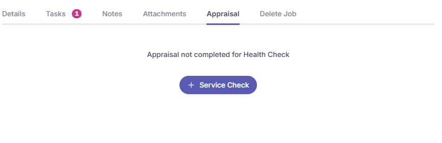 Appraisal tab on existing job